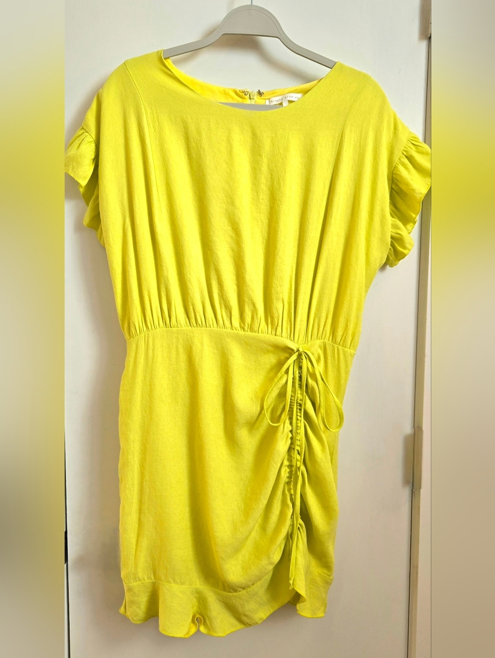 Sunny Yellow Tie-Detail Mini Dress